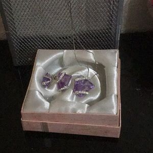 Amethyst stone necklace and earrings